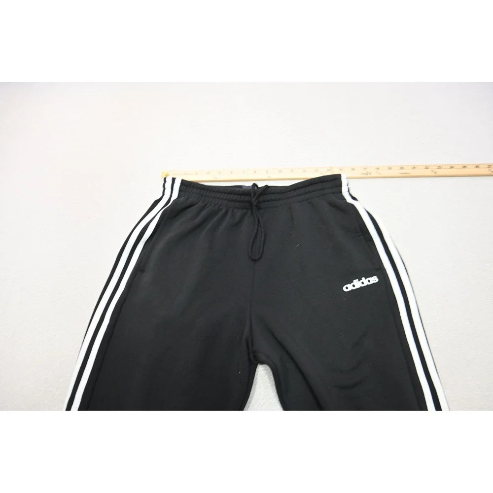 Adidas Joggers Mens Large Black Three Stripe Drawstring Sweatpants Excellent